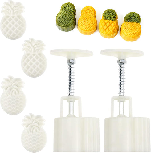 2 Set Pineapple Plastic Mooncake Mold Pineapple Lotus Stamp Hand Press Moon Cake Mould Pineapple Mooncake Cookie Cutter Bakeware Tools...
