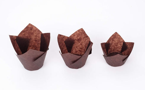 GOLDEN APPLE, 200 Pcs Tulip Cupcake Liner Baking Cup Muffin Tins Cups for Weddings, Birthdays, Baby Showers (Medium, Brown)...