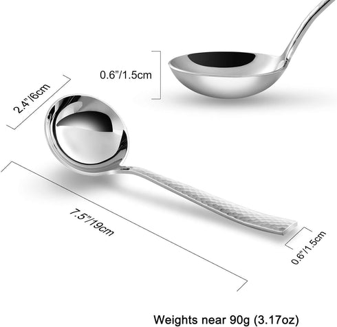 KEAWELL Unique 7.5 inch Small Hammered Sauce ladle, 1 oz. 18/10 Stainless Steel Gravy Soup Ladle. Solid and Sturdy, Dishwasher Safe (1)...