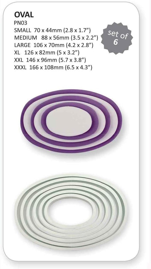 PME Oval Cutters, for Cake Decorating, Set of 6, White...
