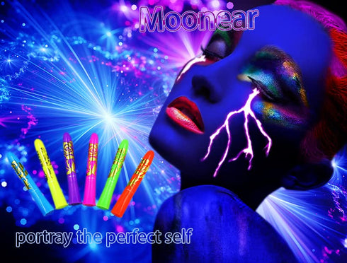 Glow in The Black Light Face Paint Crayons Kit, UV Black Light Makeup Neon Face and Body Paint Sticks Markers for Mardi Gras Halloween Masquerades...