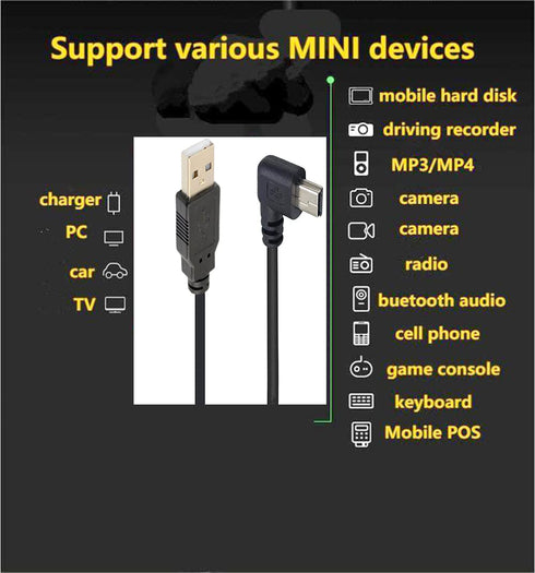 90 Degree Mini USB Cable Angle Mini 5pin USB B Male to USB 2.0 Male Data Sync Charging Extension Cable for GPS Dash Cam Black Left Angle 4.9FT......