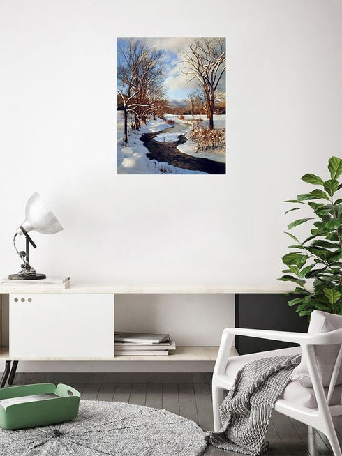 Scenery Winter Stream with Snow Landscape Wall Decor Art Print Poster (16x20)...