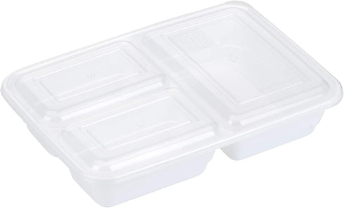 GoodCook Meal Prep Rectangle Three Compartment 20-Piece, White, Made without BPA...