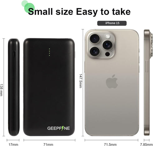 GEEPFINE 5V 2A Portable Charger 10000mah for Heated Vest,Portable Charger Fast Charging Power Bank PD20W QC22.5W External Battery for Phones,Porta...