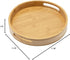 11.8 inch Bamboo Round Serving Tray, Wood Tray with Handles, Natural Wooden Tray for Ottoman, Kitchen/Coffee Table...
