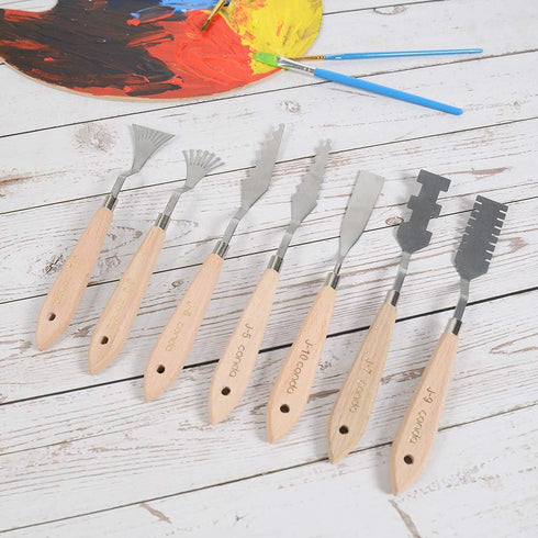 CONDA Palette Knife Set -10Pcs Stainless Steel Spatula Pallet Knife Painting Tools Metal Knives Wood Handle with Different Shapes and Sizes...