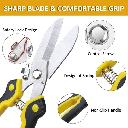 Scissors Heavy duty 9-inch, Shears Multipurpose, Easy Cutting Iron Sheet, Carpet, Leathers, Tin, Wires...