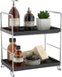 2 Tier Bathroom Organizer Countertop,Kitchen Spice Rack or Makeup Shelf Vanity Perfume Skin Care Organizer and Storage Bedroom Storage Tray (Silve...