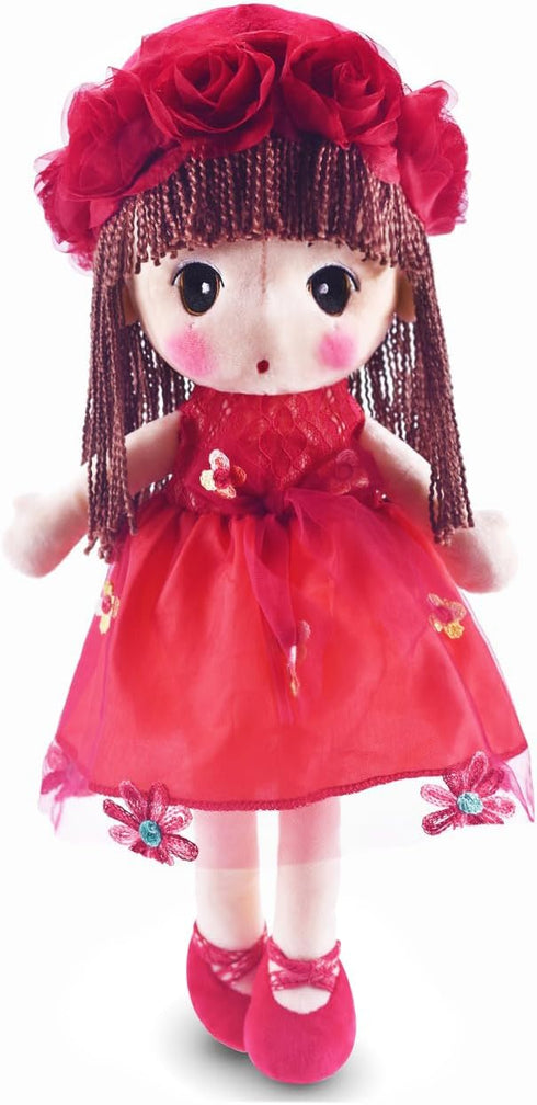 HWD Kawaii Stuffed Soft Flower Girl Plush Toy Doll Girls Gift, 18 Inch (Red)...