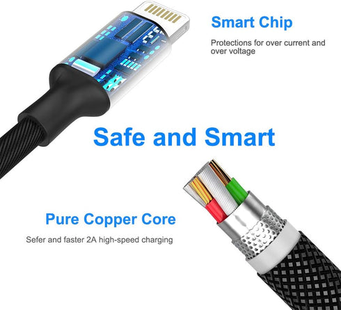 Multi 3 in 1 USB Long iPhone Charging Cable, 3M/10Ft Nylon Braided Universal Phone Charger Cord USB C/Micro USB/Lightning Connector Adapter for An...