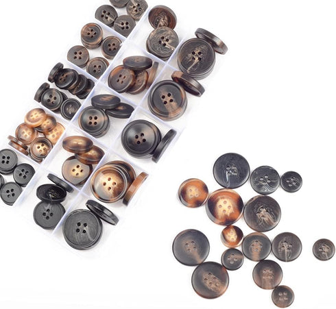 110Pcs Mixed Sewing Buttons, 4-Hole Craft Round Blazer Buttons, 5 Color 3 Size(15mm,20mm,25mm) Suit Coats Resin Button, Suitable for Variety Cloth...