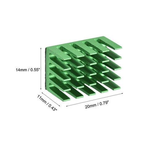 uxcell 11x20x14mm Green Aluminum Heatsink Self Adhesive Pad Cooler for Cooling 3D Printers 4Pcs...
