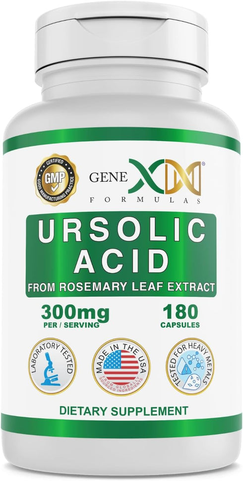 GENEX Ursolic Acid 300mg (180 Capsules) Ursolic Acid Sourced from Rosemary Extract - Non-GMO, Gluten Free, Vegetarian…...
