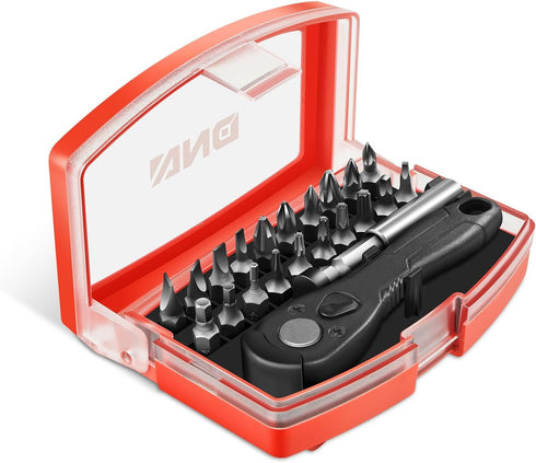 DNA MOTORING 22PCS Mini Ratchet Wrench Set With 60mm Quick-release Extension Bar, 20pcs CRV Bits, TOOLS-00417...