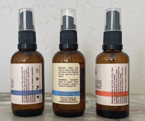 Fabulous Frannie Massage Spray Trio Set includes Muscle Ice, Easy Breathzy and Lavender made with Natural Carrier Oils and Pure Essential Oil 2oz ...