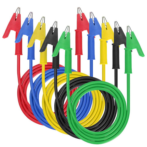 Sumnacon 5 Pcs Dual Ended Crocodile Alligator Clips, 15A Test Lead Wire Cable with Insulators Clips, 5 Colors 3.3 ft/1m Test Flexible Cable with P...