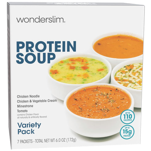 WonderSlim Protein Soup, Variety Pack, 70-110 Calories, 12-15g Protein, 0-1.5g Fat (7ct)...
