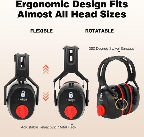 Ear Muffs For Noise Reduction, Professional SNR25db-SNR35db Noise Canceling Headphones, 360 Degree Shooting Ear Protection For Yard Work, Shooting...