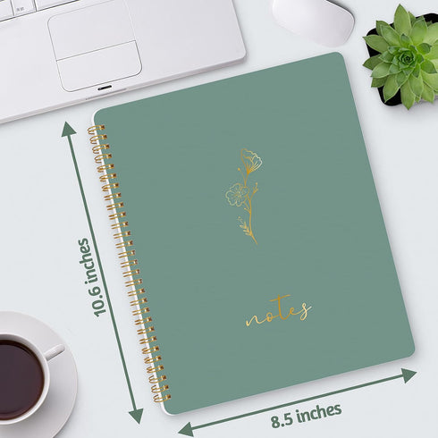 ABERLLS Spiral Notebook Journal For Women, Cute Dark Green 10.6" x 8.5" College Ruled Notebook with Lined Pages, Aesthetic Supplies to Stay Organi...