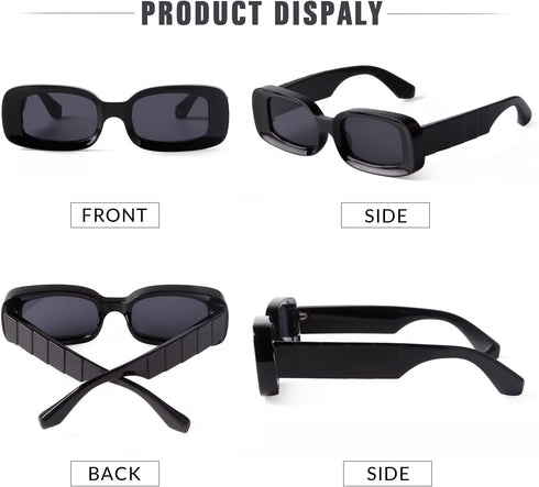 JUDOO Trendy Rectangle Sunglasses for Women Men Retro 90s Y2K Glasses Thick Square Blue Pink Frames...