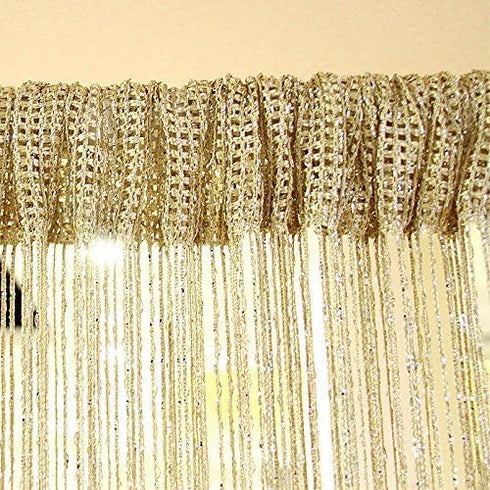 Topixdeals Door Fringe Curtain,Door Curtains,Rare Flat Silver Ribbon Door String Curtain Thread Fringe Window Panel Room Divider Cute Strip Tassel...