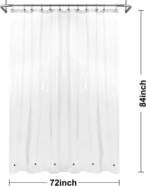 Barossa Design Extra-Long Shower Curtain with 84 inches Height (72x84),PEVA - Waterproof,Eco-Friendly, Non-Toxic, Odorless, PVC Free, Metal Gromme...