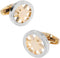 3D Compass Cufflinks Golden Compass with Silver Round Cufflinks For Men Graduation Gifts...