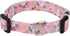 Girl Dog Collar for Small Medium Large Dogs, Cotton Pet Collar, Flowers Daisy and Rose Patterns with Quick-Release Buckle (Flower Pink, M)...