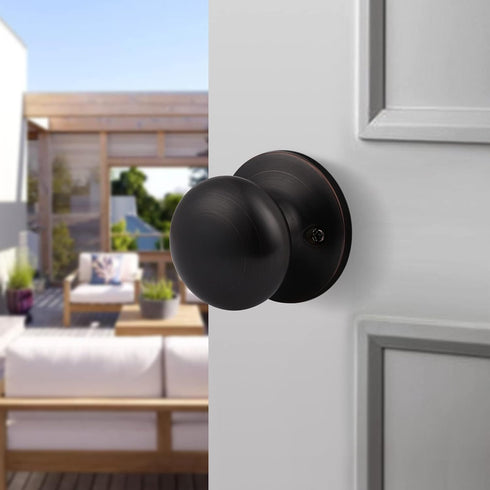 home improvement direct Dummy Door Knob, Oil Rubbed Bronze No Lock & Non-Turning Single Sided Round Knobs, 3 Pack Flat Ball Knob Without Lock for ...