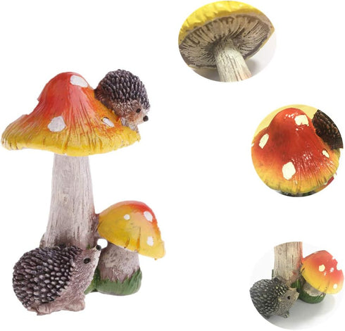 Fairy Mushroom Miniature Mushrooms Ornaments Hedgehog Outdoor Mushroom Figurine Fairy Garden Accessories Decor Small Garden Decoration...