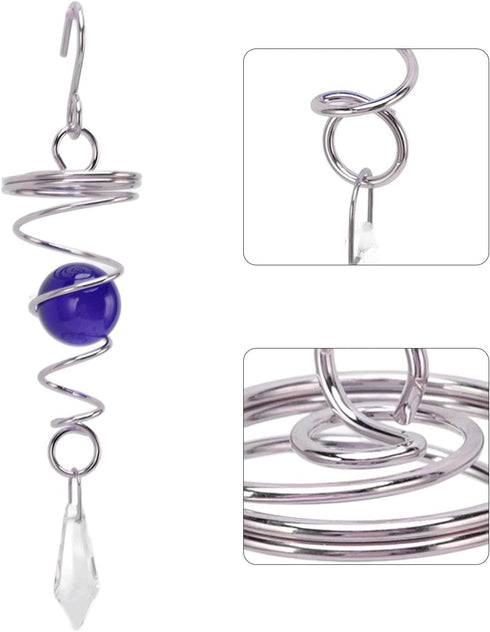 Wind Spinner Stabilizer Crystal Ball, 2 Gazing Ball Spiral Tail Wind Spinner Garden Wind Spinner Tail Stabilizer with Swivel Hook(Blue)...