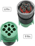 Diagnostic Plug 9pin J1939 Type 2 to 6pin J1708 Motorcycle Wiring Female Adapter, Green...