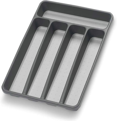 Silverware Organizer Utenisl Organizer Holder Kitchen Drawer Organizer Plastic Silverware Tray for Drawer Flatware Organizer 5 Compartment Black...