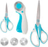 Professional Sewing Scissors Set: Big Scissors, Small Scissors, Rotary Cutter with 3pcs Extra Blades for Cutting Fabric...