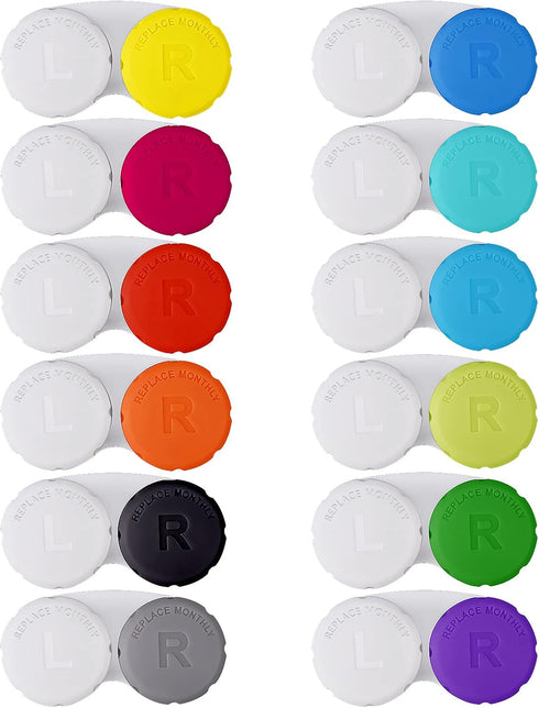 12PCS Colorful Contact Lens Case, Immersion Kit, Leak-Proof Packaging, Suitable for Outdoor Mini Case Screw Top...