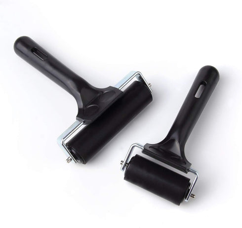 2Pcs Rubber Roller Brayer Rollers Hard Rubber 4 and 2.2 Inch for Printmaking (Black) by HRLORKC…...