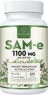 1100mg SAM-e (S-Adenosyl-L-Methionine), SAM e Supplement for Mood, Joint & Liver, Highest Concentration of Active S,S Form SAMe, Vegan, 60 Tablets...