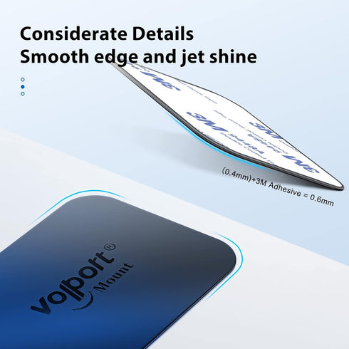 volport Rectangle Metal Plate for Phone Magnet, Magicplate Replacement Disc with 3M Adhesive Backing Sticker for Magnetic Car Mount Holder Cradle ...