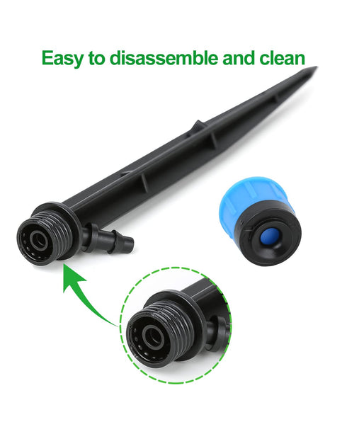 50 Pack Drip Irrigation Emitters Adjustable Irrigation Dripper 360 Degree Full Circle Pattern Water Flow Bubbler with Stake for 1/4 inch Irrigatio...