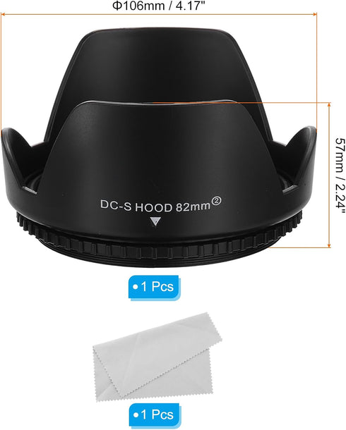 PATIKIL 82mm Camera Lens Hood, Reversible Flower Lens Hood Protector with Cloth for Anti-Reflection Blocks Excess Sunlight Enhance Photography for...