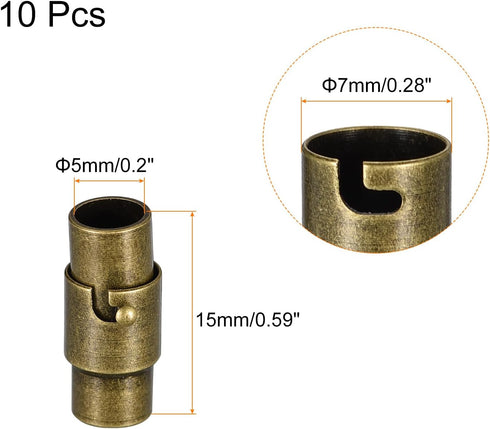 uxcell Leather Cord End Clasp, 10Pcs 5mm Hole Leather Clasps, Cord End Caps Closures Leather Cord Buckle for Jewelry Making DIY Supplies Crafts, B...