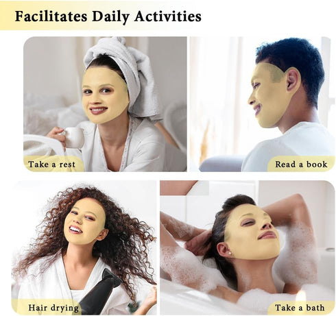 Face Ice Pack and 2 Packs Silicone Face Mask Cover, Full Facial Frozen Masks Hot Cold Face Compress Reusable Skin Care Set for Women for Puffiness...