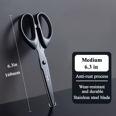 Scissors Multipurpose Craft Scissors Bulk 3-Pack, Sharp Blade Shears, Easy Grip Handles, 6.3” Stainless Steel Shaft Scissors for Office Home Schoo...