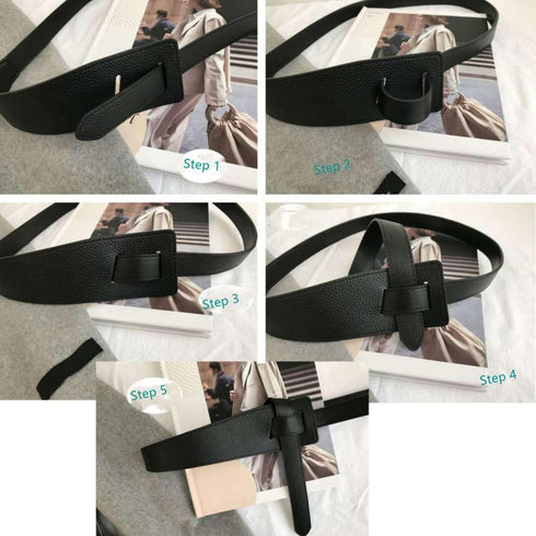 Women Fashion Knot Belt for Dress Jeans Leather Tie Waist Belt No Buckle Cinch Belt Women Leather Belts Vintage Irregular Waist Belt for Dresses T...