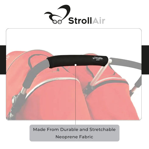 StrollAir Universal Handle Sleeve Cover, Grip Bar, Replacement, BOB, Bugaboo, Baby Jogger, Uppa Baby, Bumbleride, Black, 12"...