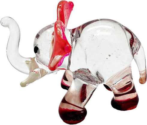 Garden Deco Glow in The Dark Brown Elephant Hand Blown Art Glass Figurine Ornament Sculpture...