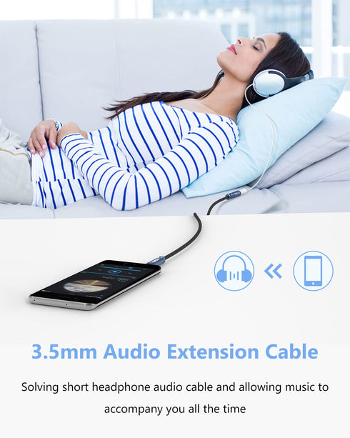MillSO 3.5mm Headphone Extension Cable Nylon Braided (8 FT/2.4 M) 4 Pole TRRS Male to Female Stereo Aux Audio Extension Cable for PC Smartphone Sp...