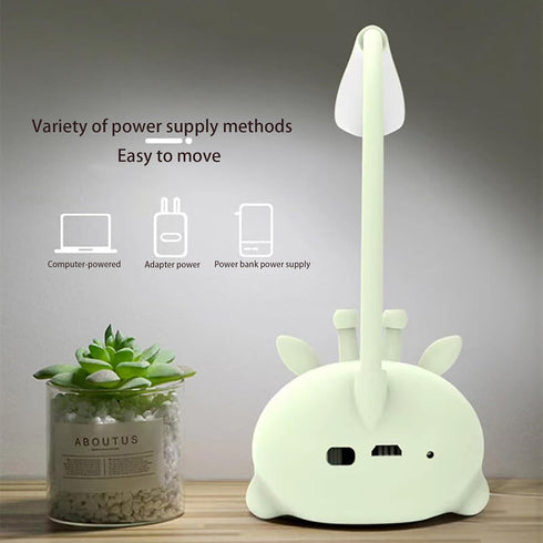 Cute Deer Lamp USB Rechargeable Reading Light,LED Desk Lamp for Kids, Portable LED Table Light, Flexible Gooseneck Eye-Care Cartoons Small Desk La...