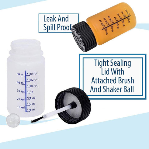 BENECREAT 12 Packs 50ml Touch Up Paint Bottles with Childproof Brush Caps and Mixing Balls, 1 Brush, 2 Plastic Syringes and 2 Tip Needles for Glue...